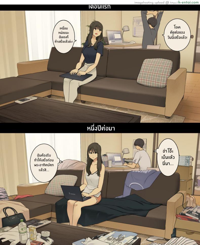 โดจิน ความรักแรกกับเวลา 1 ปีที่เปลี่ยนไปในลีลาเย็ด [[Wakamatsu] Dousei Seikatsu Ikkagetsume to Ichinen Ato, Asaokite kara Shuushin made no Hikaku A Day in the Life of a Couple_ Their First Month Living Together vs One Year Later แปลไทย 11